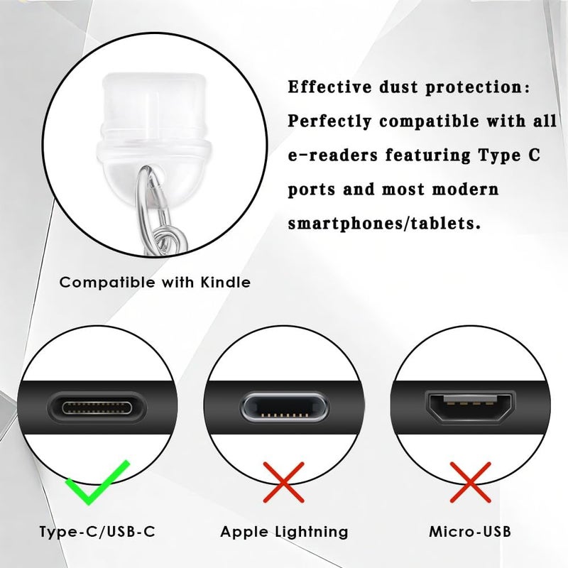 QPIXVB 3PCS Dust Plug Charm Type C,Kindle Dust Plug Charm,Pink Kindle Charms Compatible with Type C/USB C Charging Port,Phone Charms for Readers Book Lover,Accessories for E-Reader Women - Image 3